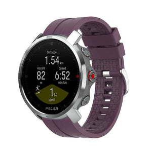 Silicone Strap 'Extreme', purple, on a watch, 3/4 front view