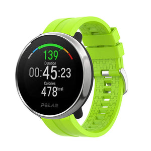 Silicone Strap 'Extreme', lime, on a watch, 3/4 front view
