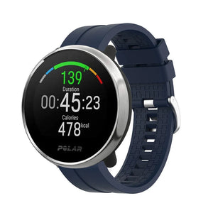Silicone Strap 'Extreme', dark blue, on a watch, 3/4 front view