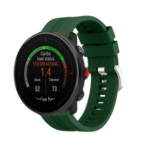Silicone Strap 'Extreme', army green, on a watch, 3/4 front view