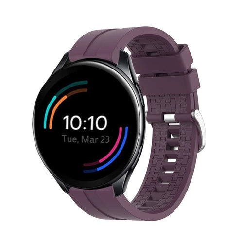 Silicone Strap 'Extreme', purple, on a watch, 3/4 front view