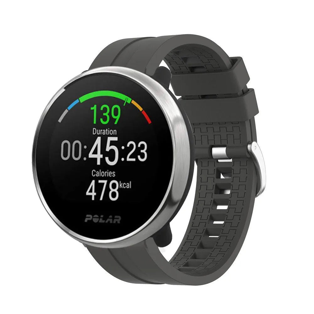 Silicone Strap 'Extreme', dark grey, on a watch, 3/4 front view