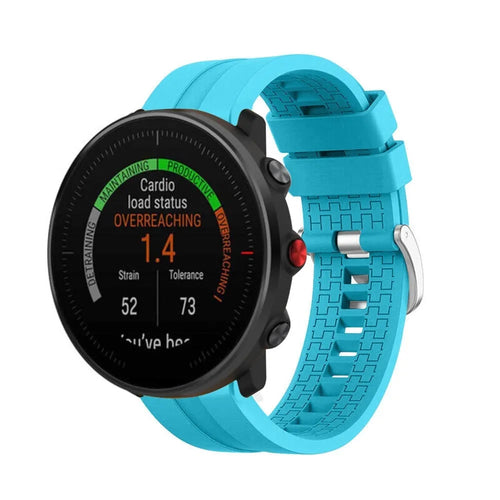 Silicone Strap 'Extreme', light blue, on a watch, 3/4 front view