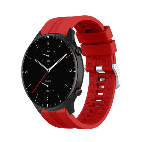Silicone Strap 'Extreme', red, on a watch, 3/4 front view