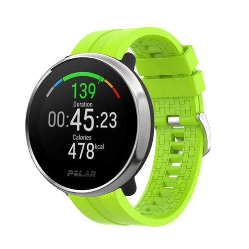 Silicone Strap 'Extreme', lime, on a watch, 3/4 front view