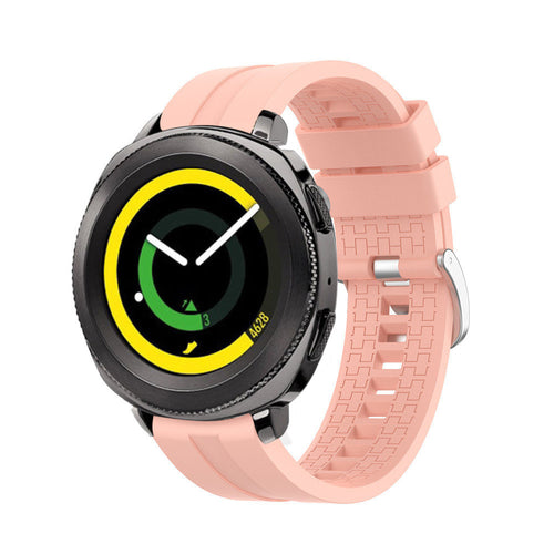 Silicone Strap 'Extreme', pink, on a watch, 3/4 front view