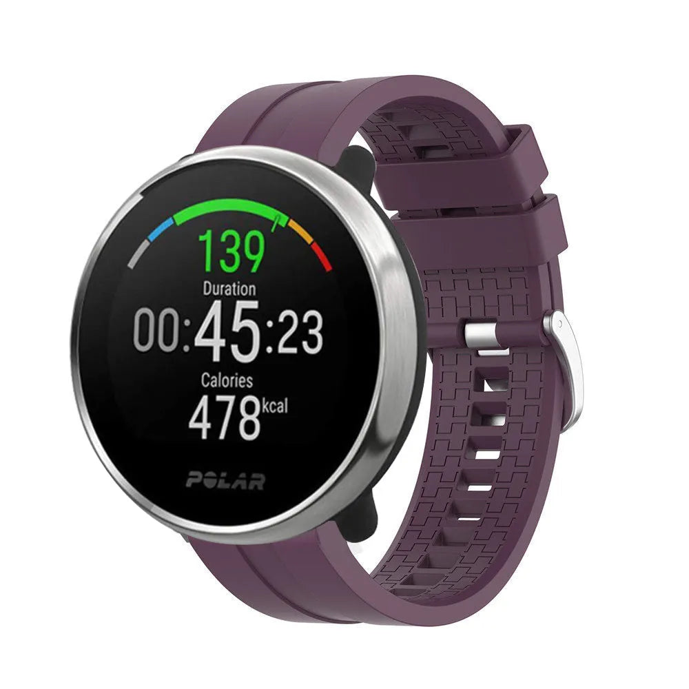 Silicone Strap 'Extreme', purple, on a watch, 3/4 front view