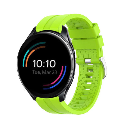 Silicone Strap 'Extreme', lime, on a watch, 3/4 front view