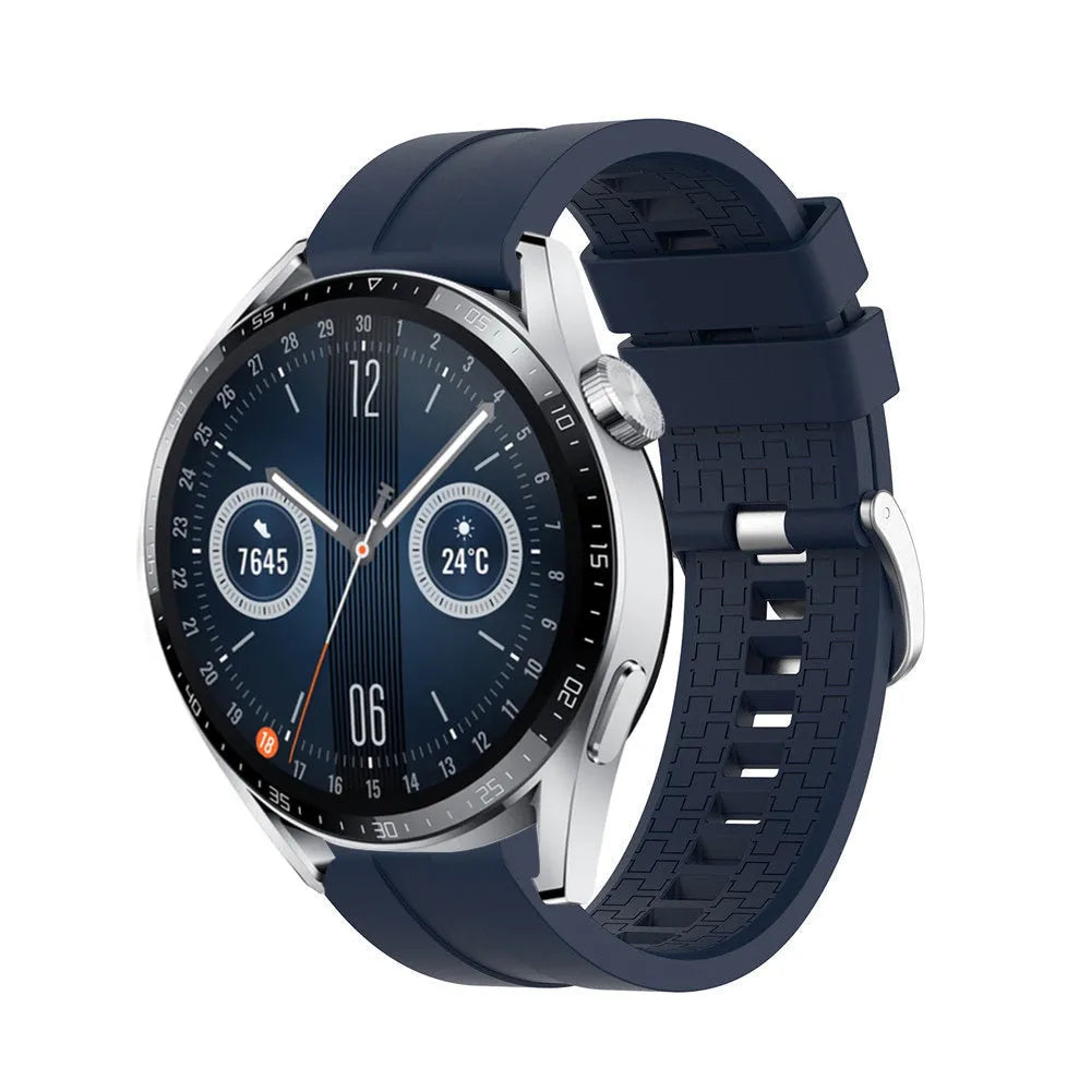 Silicone Strap 'Extreme', dark blue, on a watch, 3/4 front view