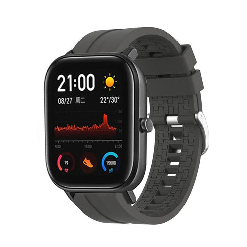 Silicone Strap 'Extreme', dark grey, on a watch, 3/4 front view