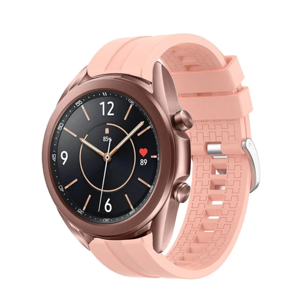 Silicone Strap 'Extreme', pink, on a watch, 3/4 front view