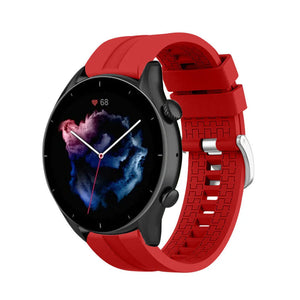 Silicone Strap 'Extreme', red, on a watch, 3/4 front view
