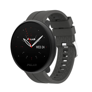 Silicone Strap 'Extreme', dark grey, on a watch, 3/4 front view