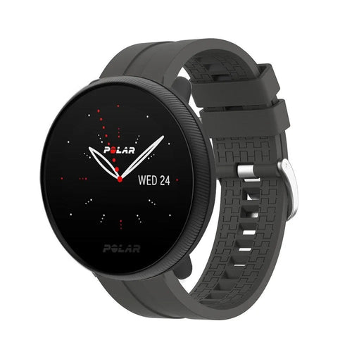 Silicone Strap 'Extreme', dark grey, on a watch, 3/4 front view