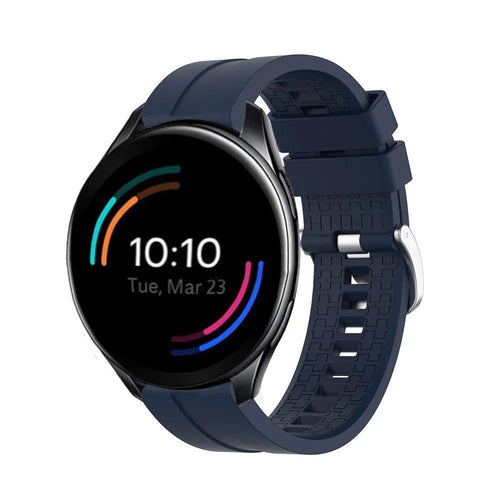 Silicone Strap 'Extreme', dark blue, on a watch, 3/4 front view