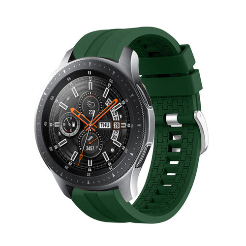 Silicone Strap 'Extreme', army green, on a watch, 3/4 front view