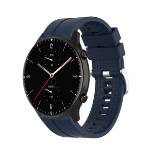 Silicone Strap 'Extreme', dark blue, on a watch, 3/4 front view