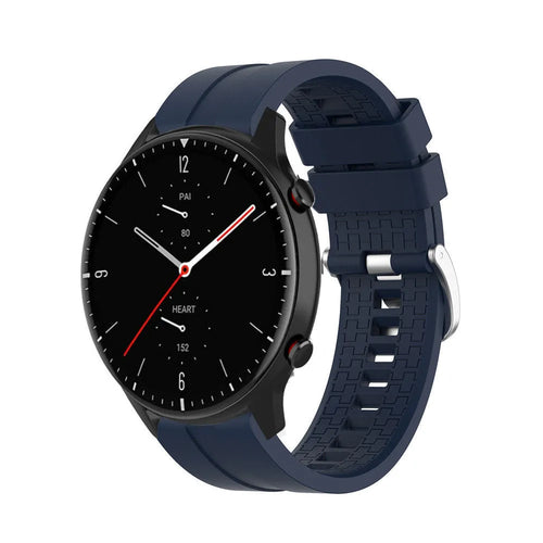 Silicone Strap 'Extreme', dark blue, on a watch, 3/4 front view