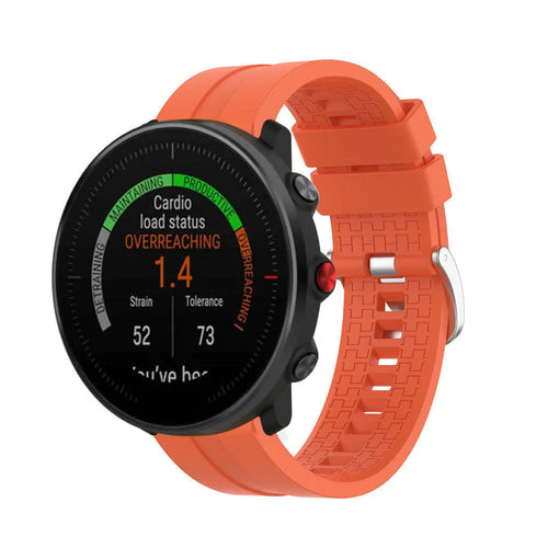 Silicone Strap 'Extreme', orange, on a watch, 3/4 front view