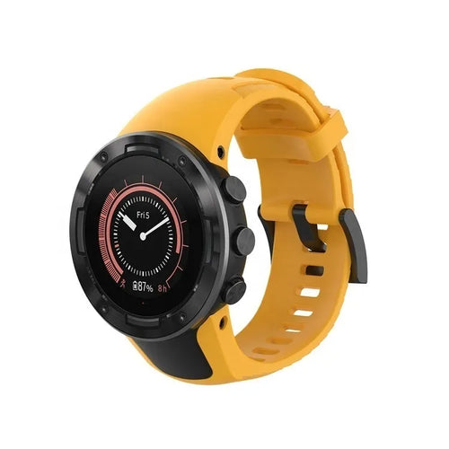 Silicone Strap, orange/yellow, on a watch, 3/4 front view