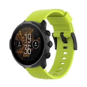 Silicone Strap, light green, on a watch, 3/4 front view