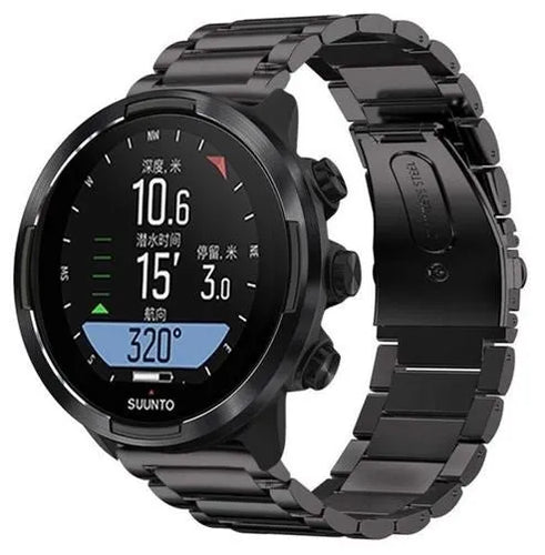 Steel Strap, black, on a watch, 3/4 front view