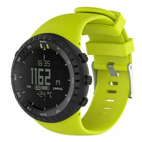 Silicone Strap, lime, on a watch, 3/4 front view