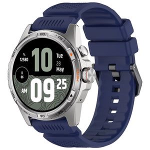 Silicone Strap, dark blue, on a watch, 3/4 front view