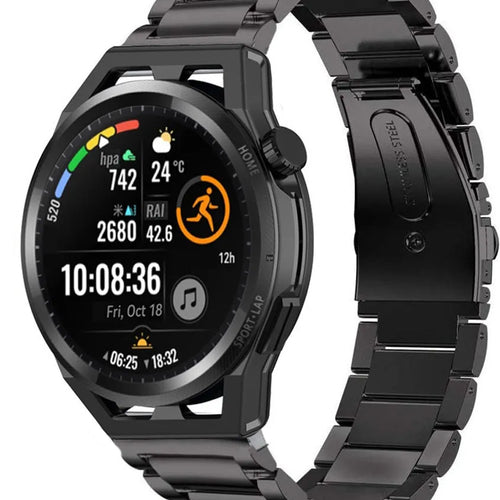 Titanium Strap, black, on a watch, 3/4 front view