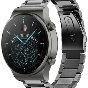 Titanium Strap, graphite, on a watch, 3/4 front view