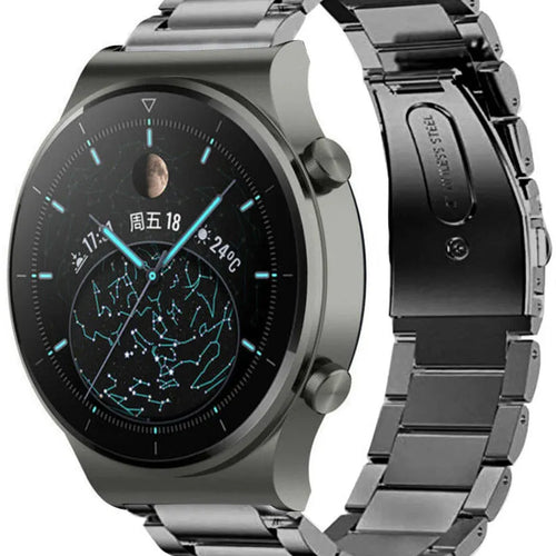 Titanium Strap, graphite, on a watch, 3/4 front view