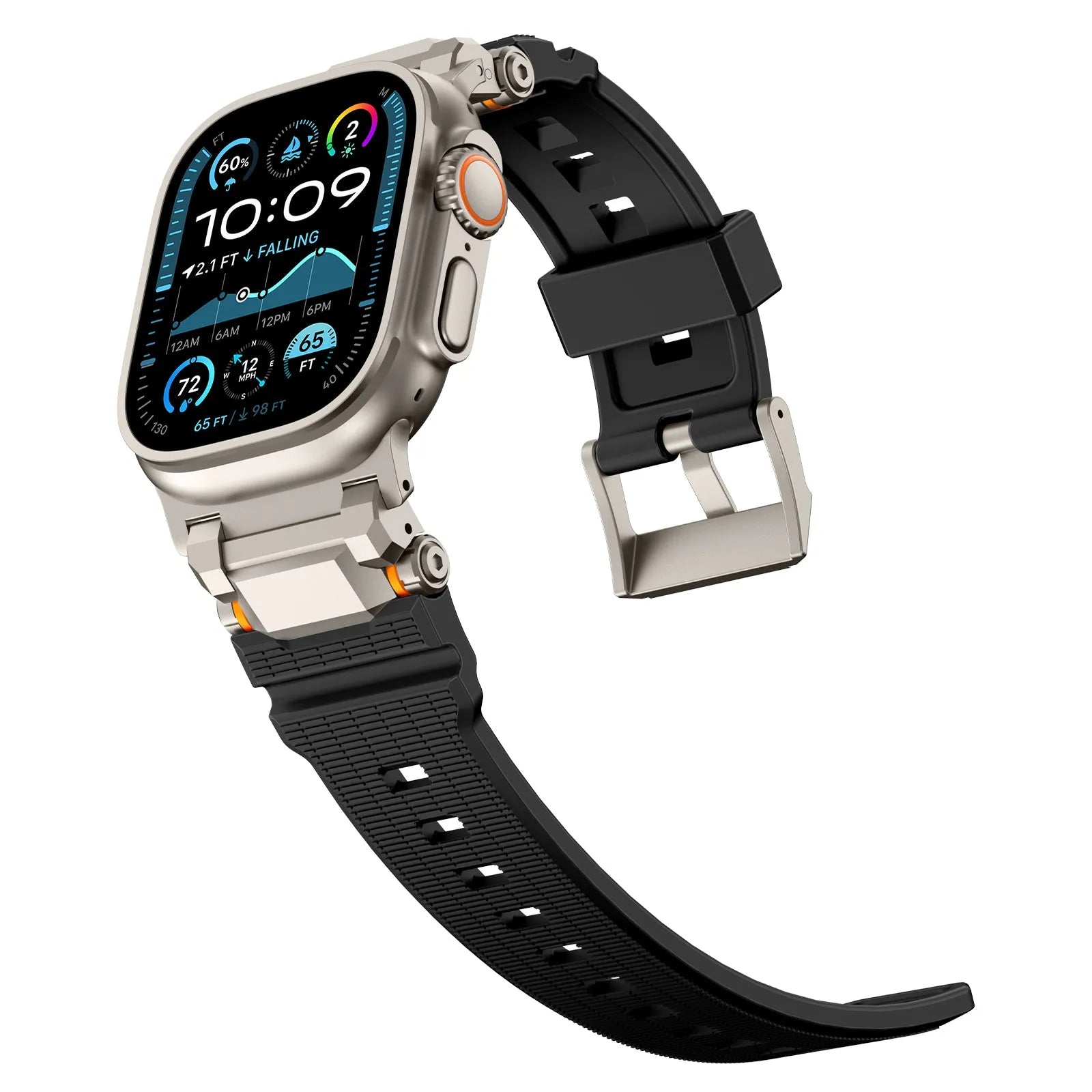Bracelet silicone 'Adventurer' Apple Watch (noir avec titane)