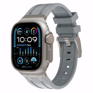 Luxury Liquid Silicone Strap, on a watch, 3/4 front view