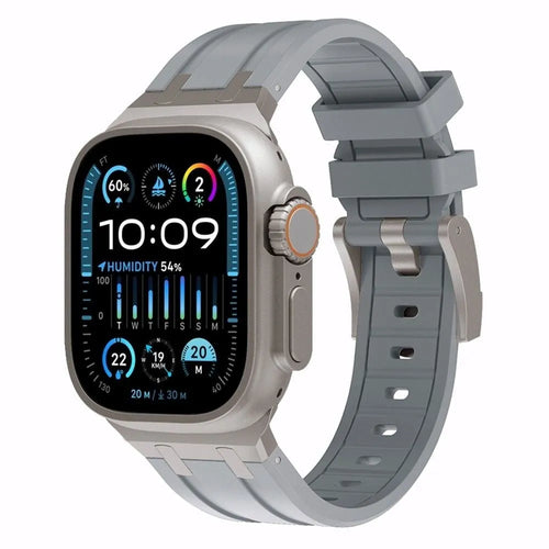 Luxury Liquid Silicone Strap, on a watch, 3/4 front view
