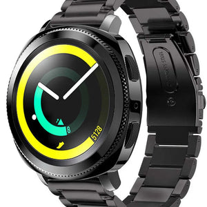 Titanium Strap, black, on a watch, 3/4 front view