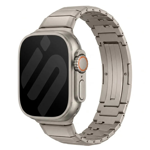 One Bead Titanium Strap, on a watch, 3/4 front view
