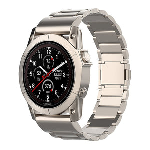 Magnetic Titanium Strap, on a watch, 3/4 front view