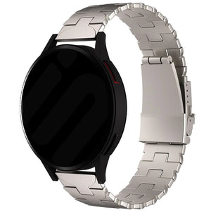 Butterfly Titanium Strap, on a watch, 3/4 front view
