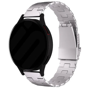Butterfly Titanium Strap, silver, on a watch, 3/4 front view