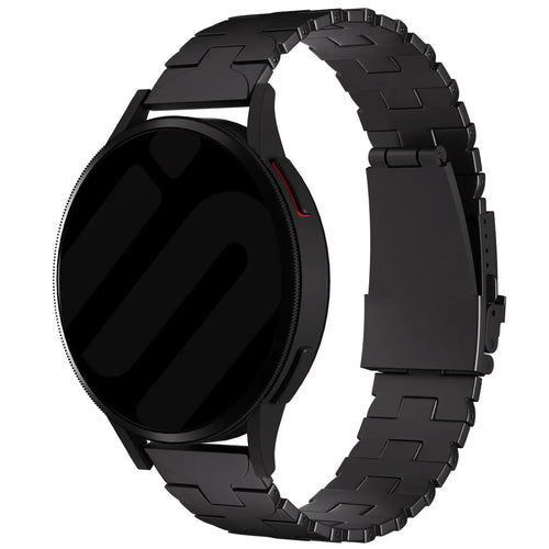 Butterfly Titanium Strap, black, on a watch, 3/4 front view