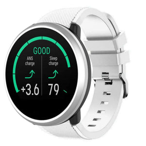 Twill Silicone Strap, white, on a watch, 3/4 front view