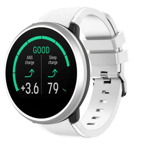 Twill Silicone Strap, white, on a watch, 3/4 front view