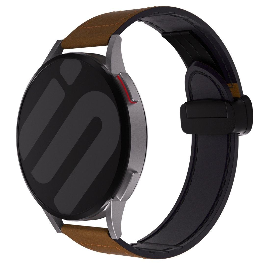 Bracelet cuir avec D-Buckle Amazfit Bip 6 (marron foncé)