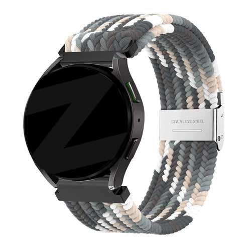 Woven Nylon Strap, slate, on a watch, 3/4 front view