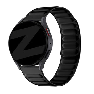 Nylon Magnetic Woven Strap, black, on a watch, 3/4 front view