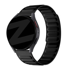 Nylon Magnetic Woven Strap, black, on a watch, 3/4 front view