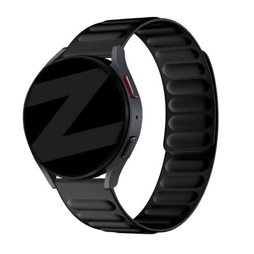 Nylon Magnetic Woven Strap, black, on a watch, 3/4 front view