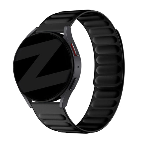 Nylon Magnetic Woven Strap, black, on a watch, 3/4 front view
