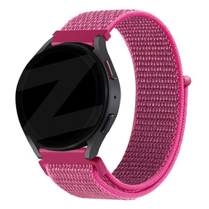 Nylon Loop Strap, dragonfruit, on a watch, 3/4 front view