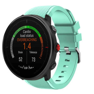 Twill Silicone Strap, aqua, on a watch, 3/4 front view